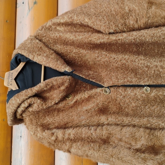 STRIKING & WARM BOHO Coat FAUX FUR Hooded GRIZZLY Size X-3X ROMAN - Picture 3 of 15